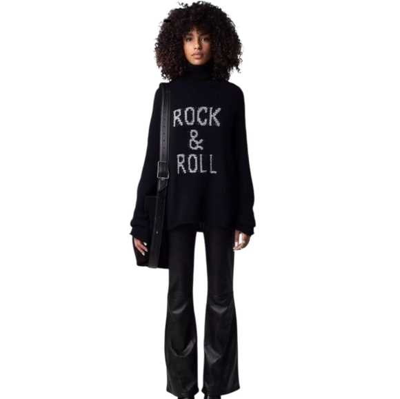 ZADIG & VOLTAIRE ALMY Rock & Roll Sweater Dark Navy Women's Small Oversized - Picture 1 of 11